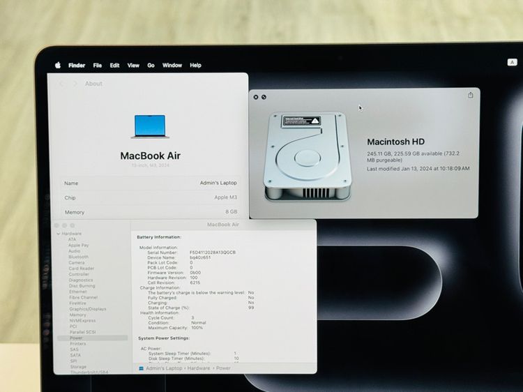 Macbook Air M3 รุ่นล่าสุด 13.6 นิ้ว SSD 256  สภาพใหม่ ศูนย์ไทย ครบกล่อง สี Space Gray อายุ 15 วัน 33900 บาท รูปที่ 2