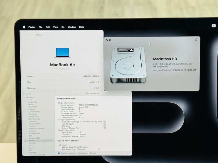 Macbook Air M3 รุ่นล่าสุด 13.6 นิ้ว SSD 256  สภาพใหม่ ศูนย์ไทย ครบกล่อง สี Space Gray อายุ 15 วัน 33900 บาท รูปที่ 8