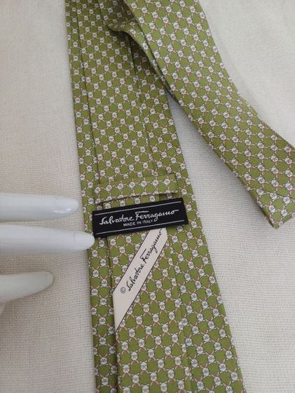 Salvatore Ferragamo Bunny Silk Tie สีเขียวอ่อน รูปที่ 5