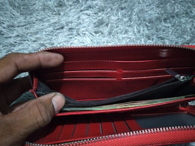 กระเป๋าสตางค์สีแดงสด หนังแท้ รูปที่ 5