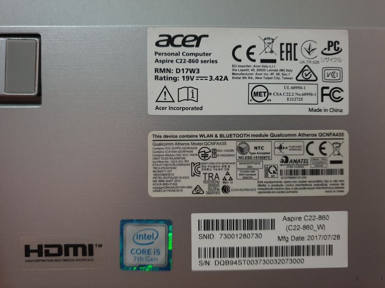 (ขายแล้วครับ)ALL IN ONE Acer Aspire C22 core i5 Gen7  m.2 SSD จอ 21.5" FHD รูปที่ 7