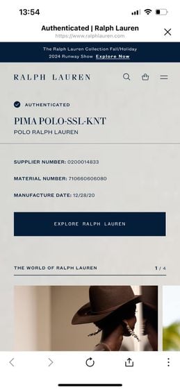 POLO RALPH LAUREN - PIMA POLO SSL-KNT Size XL ขนาดอก 50-52 ของแท้  รูปที่ 2