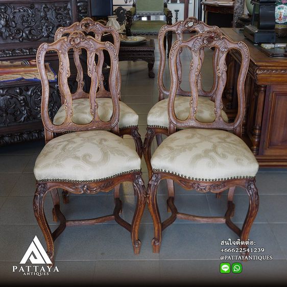 ชุดเก้าอี้รับประทานอาหารไม้โอ๊คสไตล์ Liege Louis XVI