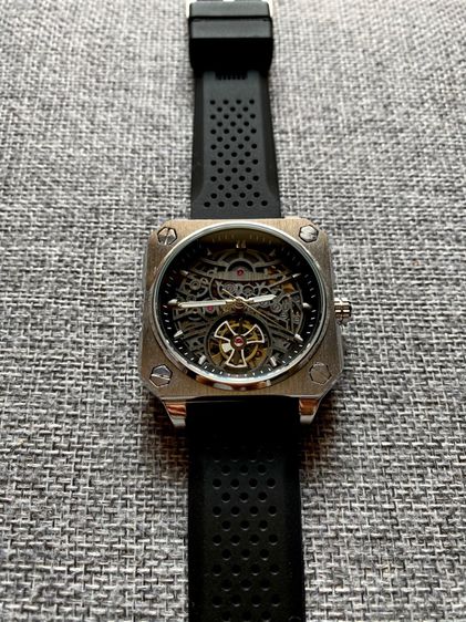 Automatic Skeleton Watch นาฬิกาสี่เหลี่ยม โชว์กลไก สายยางซิลิโคน รูปที่ 3