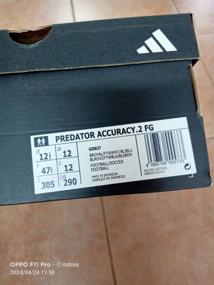 รองเท้าฟุตบอล ยี่ห้อ adidas ของแท้ซื้อจากช็อป รุ่นPREDATOR ACCURACY .2 FG ตัวรองท็อป รูปที่ 5