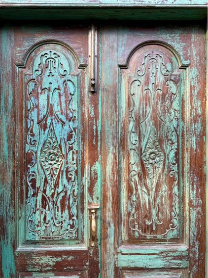 ประตูไม้บานเล็กสีเขียววินเทจ รูปที่ 8