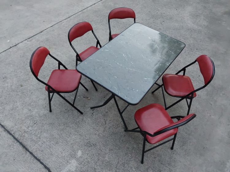 ชุดโต๊ะไม้พับได้ เก้าอี้พับเบาะ วัสดุดี โครงเหล็ก แข็งแรง ทนทาน รูปที่ 3