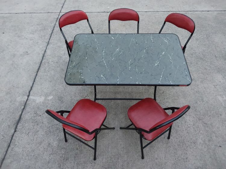 ชุดโต๊ะไม้พับได้ เก้าอี้พับเบาะ วัสดุดี โครงเหล็ก แข็งแรง ทนทาน รูปที่ 2