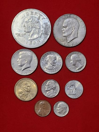 ชุดเหรียญอเมริกา สภาพสวย ผ่านใช้(เหรียญ1865ไม่แท้)​รับประกันแท้💯 รูปที่ 2