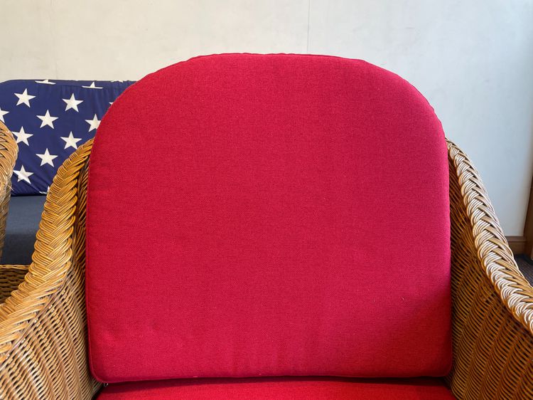 ชุดรับแขกหวายแท้ 4 ที่นั่ง เบาะผ้าสีน้ำเงิน แดง ลายธงชาติอเมริกา รูปที่ 17