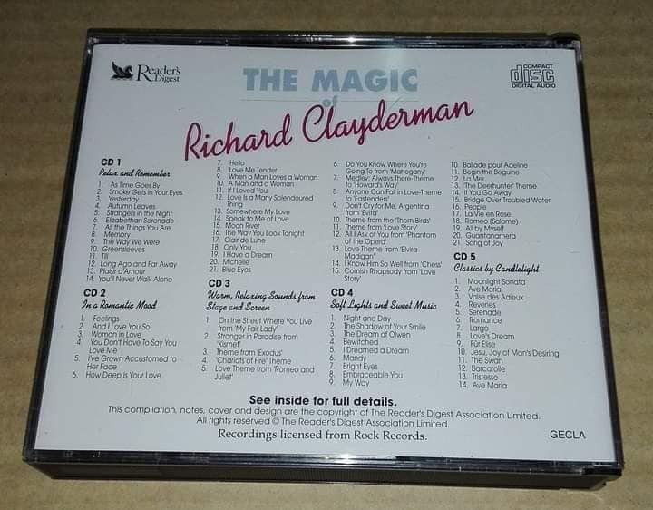 Richard Clayderman รวมฮิต บ๊อกเซ็ทซีดีในกล่องบรรจุ5แผ่น  รูปที่ 6