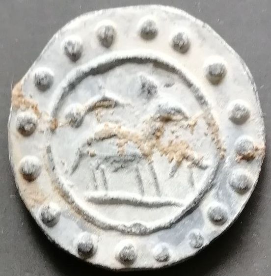 เหรียญโบราณรูปเต่า อักขระโบราณสองข้าง ด้านหลังม้า รูปที่ 2