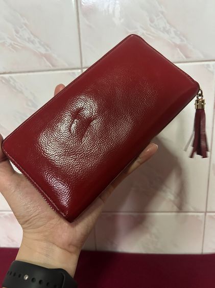กระเป๋าสตางค์ใบยาว GUCCI Leather Long Wallet สีแดงเชอรี มือสอง แท้ รูปที่ 2