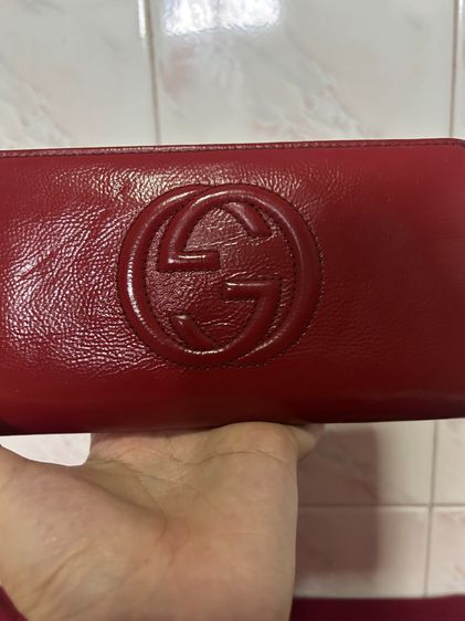 กระเป๋าสตางค์ใบยาว GUCCI Leather Long Wallet สีแดงเชอรี มือสอง แท้ รูปที่ 7