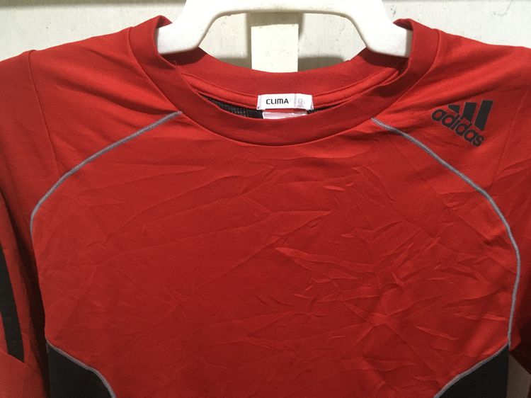 เสื้อกีฬา แขนยาว CLIMACOOL แบรนด์ Adidas สีแดงแถบดำ รูปที่ 3