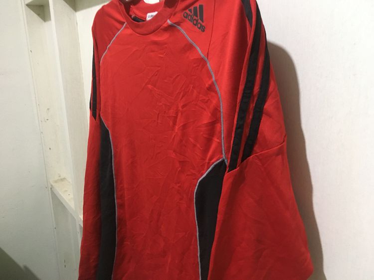 เสื้อกีฬา แขนยาว CLIMACOOL แบรนด์ Adidas สีแดงแถบดำ รูปที่ 5