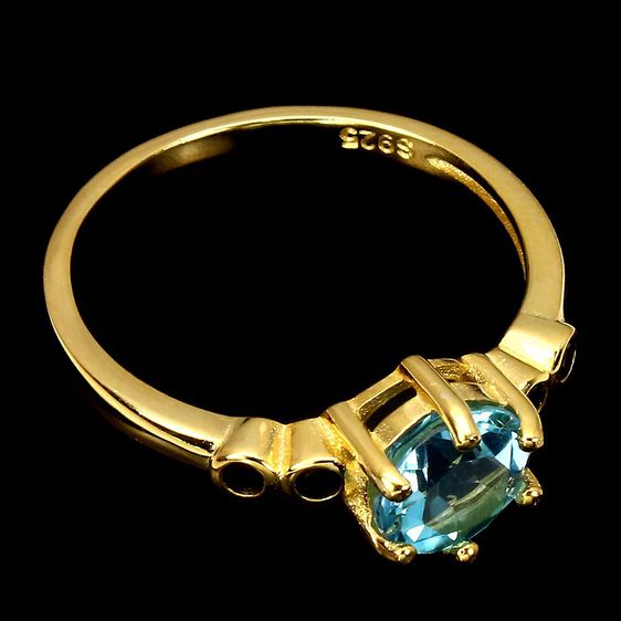 แหวนพลอยโทปาสและนิลชุบทอง (15778) รูปที่ 3