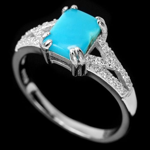 แหวนเทอควอยซ์สีฟ้าสวยแบบเก๋ (15802) รูปที่ 2