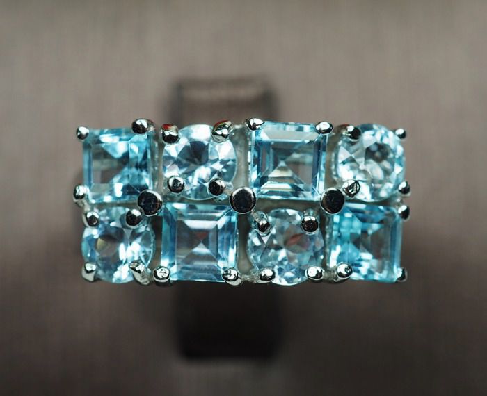 แหวนพลอยแท้โทปาสสีฟ้าใส 2.50 กะรัตสลับทรง (3154) รูปที่ 5