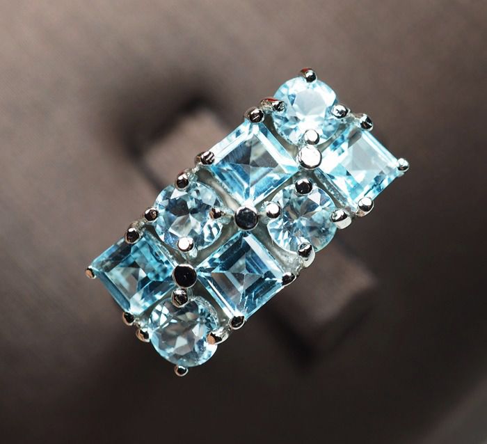 แหวนพลอยแท้โทปาสสีฟ้าใส 2.50 กะรัตสลับทรง (3154) รูปที่ 2