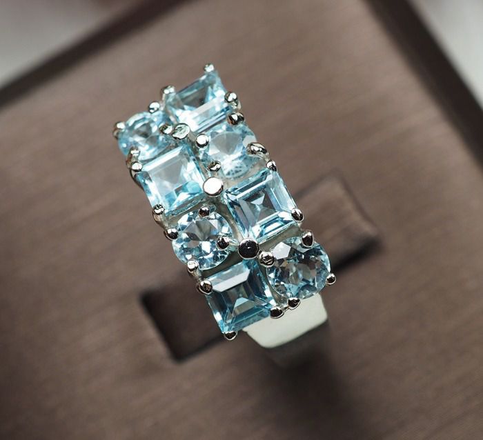 แหวนพลอยแท้โทปาสสีฟ้าใส 2.50 กะรัตสลับทรง (3154) รูปที่ 3