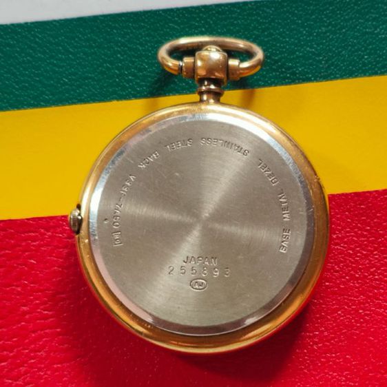 นาฬิกา ญี่ปุ่น หน้าพระจันทร์ Vintage Alba นาฬิกาพก Pocket Watch  นาฬิกามือสอง ระบบถ่าน ตัวเรือนทองสวย มีรอยจากการใช้งานทั่วไป กระจกสวยใส ขนาด 36.4mm. หลักโรมัน เรียบแอบหรู รูปที่ 7