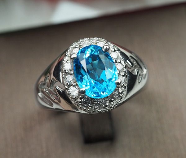 แหวนพลอยแท้โทปาสสีฟ้าสดใส 3 กะรัต (4990) รูปที่ 2