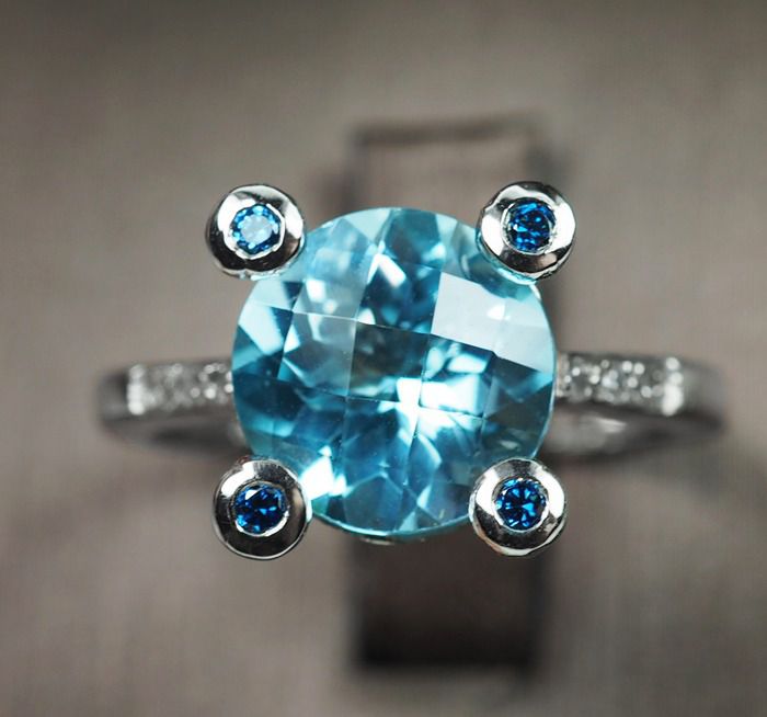 แหวนพลอยแท้โทปาสสีฟ้า 3.35 กะรัต (5949) รูปที่ 3