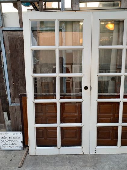 ประตูบานคู่ไม้เต็ง ประตูบ้าน ร้านกาแฟ ค่าเฟ่ 180x199 x3cm ราคา 4300  รูปที่ 14