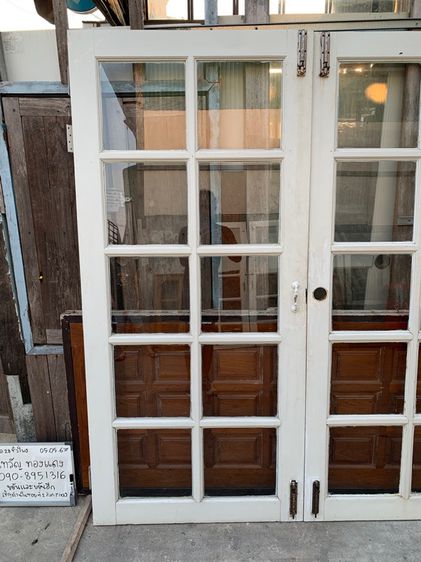 ประตูบานคู่ไม้เต็ง ประตูบ้าน ร้านกาแฟ ค่าเฟ่ 180x199 x3cm ราคา 4300  รูปที่ 5