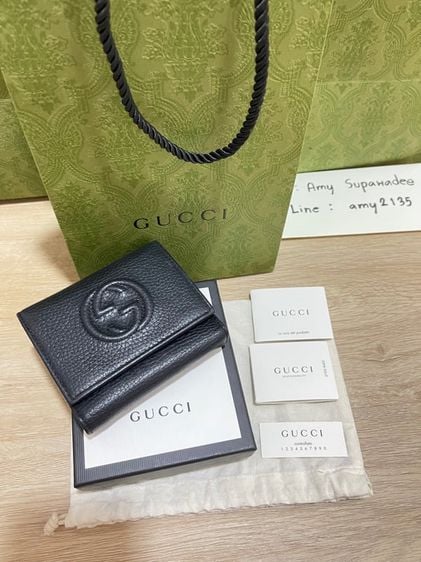 GUCCI wallet leather tri-fold black  รูปที่ 1