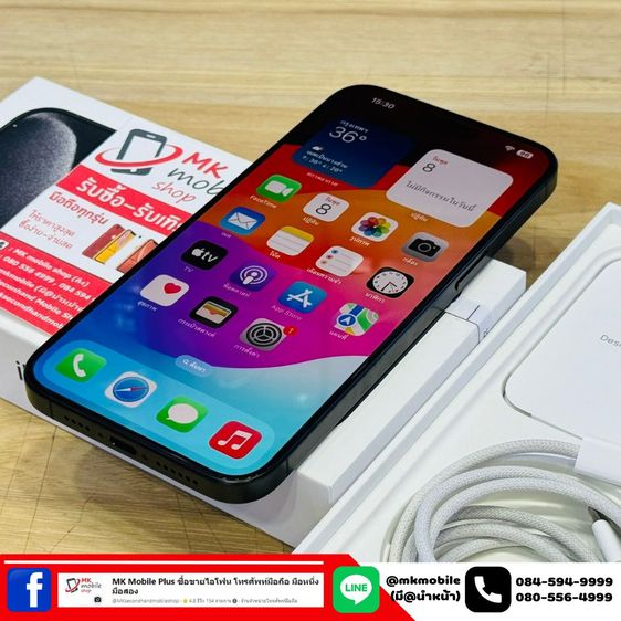 🔥 Iphone 15 Pro Max 512 GB สีดำ ศูนย์ไทย 🏆 สภาพใหม่เอี่ยม ประกันยาว 21-09-2567 เบต้าแบต 94 🔌 อุปกรณ์แท้ครบกล่อง 💰 เพียง 44990 รูปที่ 4