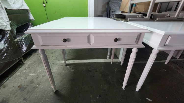 โต๊ะทำงานไม้จริงทำสีขาว สไตล์วินเทจ รูปที่ 7