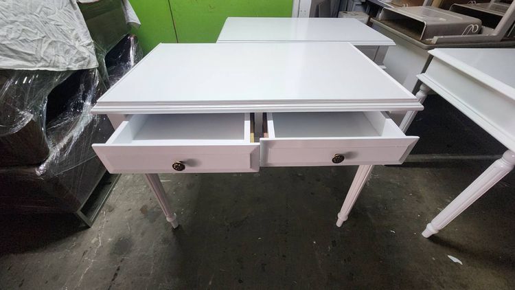 โต๊ะทำงานไม้จริงทำสีขาว สไตล์วินเทจ รูปที่ 6