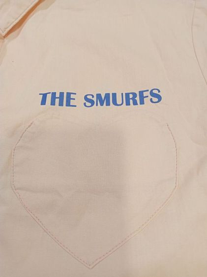 The Smurfs size M อก 38 ยาว 19 แขนยาว 12 วัดเจากไหล่ เสื้อลำลองคอปก กระดุมหน้า มีกระเป๋าที่อกเป็นรูปหัวใจสีจริงออกสีOld Roseแขนสั้นขลิบขาว   รูปที่ 7