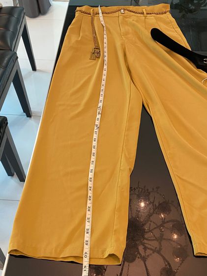 คริสเตียนดิออร์ กางเกงขากว้างทรงเอวสูง สีเหลืองมาสตาร์ด สภาพใหม่เอี่ยม ให้พร้อมเข็มขัดโซ่ดิออร์  รูปที่ 8