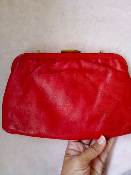 กระเป๋าถือหนังแท้สีแดง รูปที่ 3