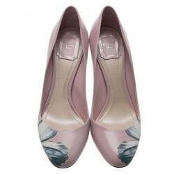 รองเท้าส้นสูง Dior Blush Pink Leather Floral Print 