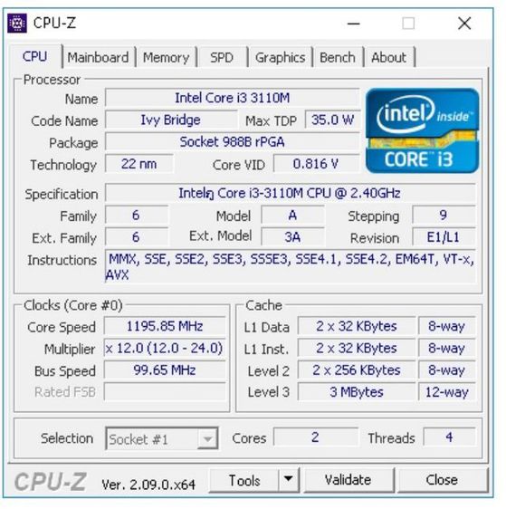 Dell Latitude E5430
Intel® Core™ i3-3110M แคช 3M, 2.40 GHz รูปที่ 3