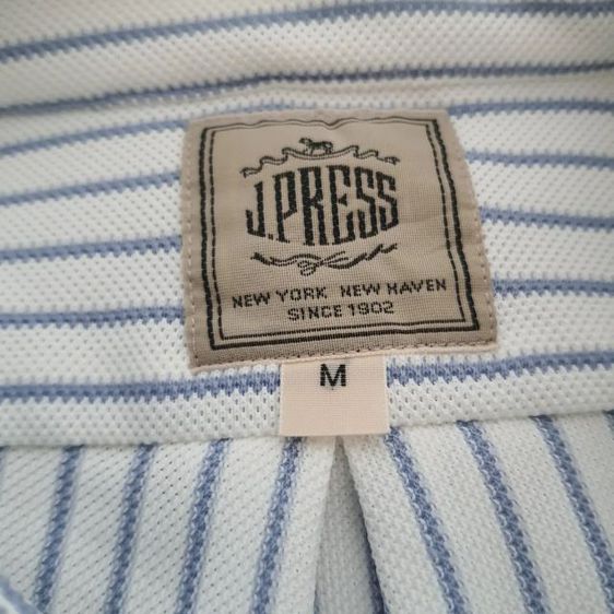 เสื้อPoloเชิ้ต JPRESS จากอเมริกา แขนสั้น สีขาวลายทางยาว  อก 20.5" ไหล่17.5" แขน 10.6" ยาว32" ผ้า Cotton 24 polyester 76 รูปที่ 2