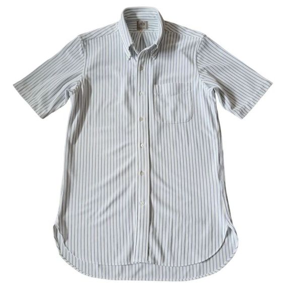 เสื้อPoloเชิ้ต JPRESS จากอเมริกา แขนสั้น สีขาวลายทางยาว  อก 20.5" ไหล่17.5" แขน 10.6" ยาว32" ผ้า Cotton 24 polyester 76 รูปที่ 3