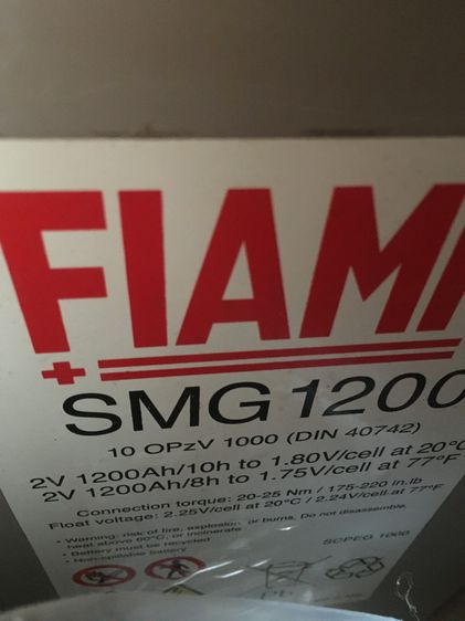 FIAMM SMG 1200 แบตเตอรี่แห้ง 2V 1200Ah (ยกแพ็ค12ลูก) ของใหม่ ของแท้ รูปที่ 2