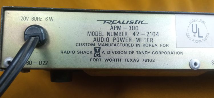 Realistic  APM-300 Peak  RMS Audio Power Meter รูปที่ 8