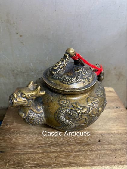 กาน้ำชา มังกรคู่ ทองเหลือง รูปที่ 3