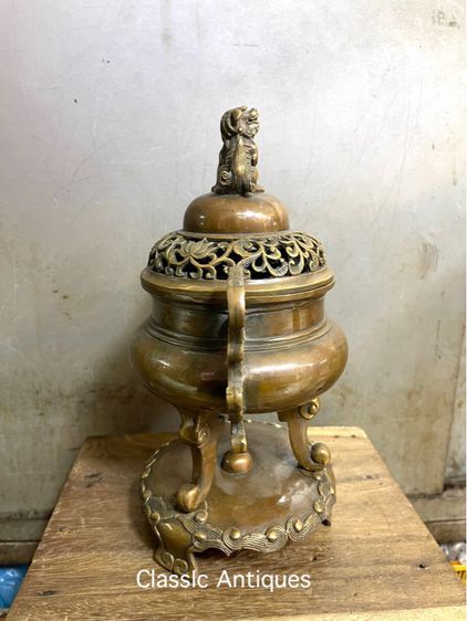 กระถาง กำยาน สิงห์สามขาทองเหลืองA22 รูปที่ 6