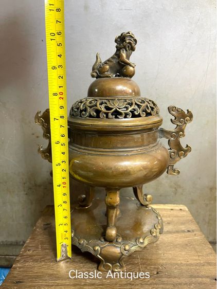 กระถาง กำยาน สิงห์สามขาทองเหลืองA22 รูปที่ 15