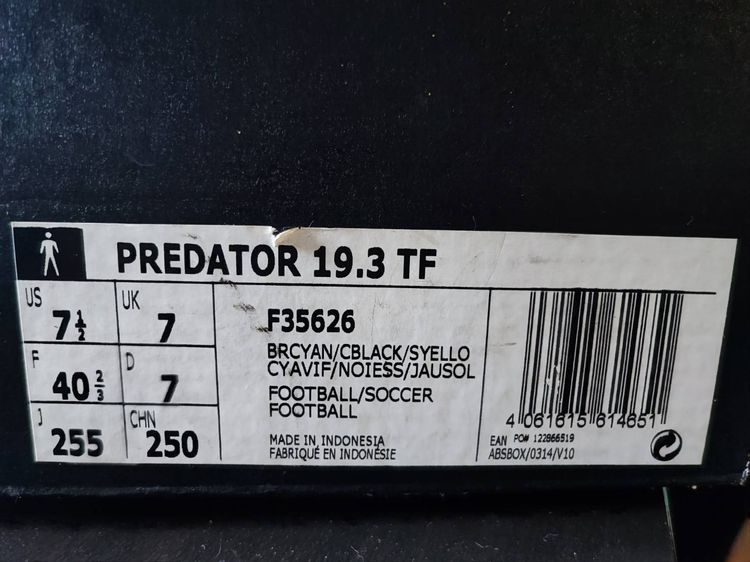 Adidas รองเท้าฟุตบอลร้อยปุ่ม Predator 19.3 TF สีฟ้า รูปที่ 7