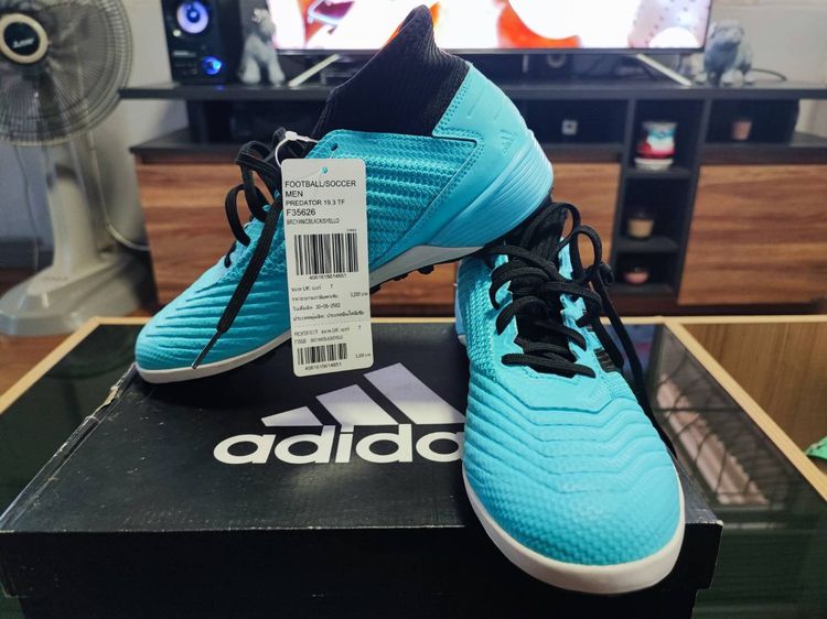 อื่นๆ ผู้ชาย Adidas รองเท้าฟุตบอลร้อยปุ่ม Predator 19.3 TF สีฟ้า