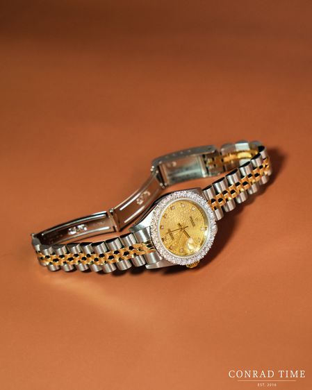 Rolex Lady Datejust 69173 Yellow gold Diamond Computer Dial Two-Tone Jubilee 1991 26mm.  รูปที่ 8
