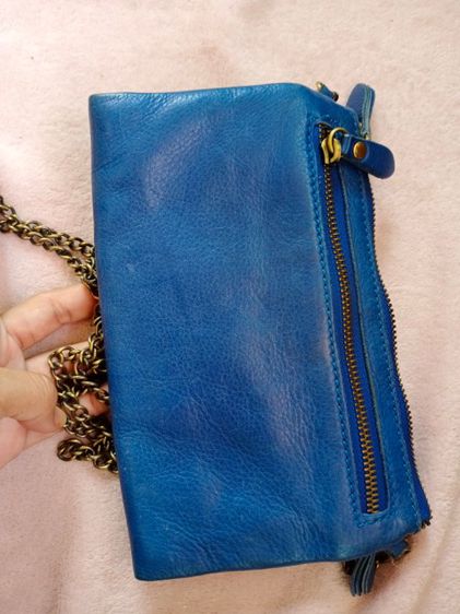 กระเป๋าสะพายยาวหนังแท้สีน้ำเงิน mila louis รูปที่ 4